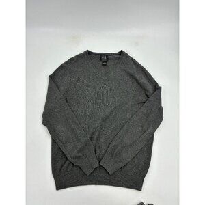 Jos A Bank Mens Size L Gray Traveler Collection V Neck Pullover Knit Sweater